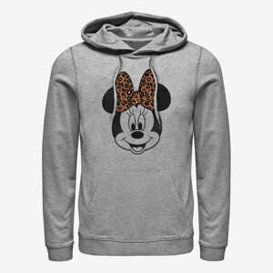 Queens Disney Mickey Classic - Modern Minnie Face Leopard Unisex Hoodie Heather Grey