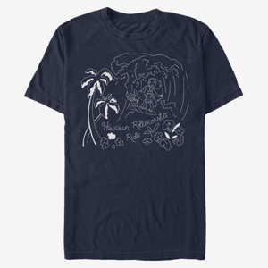 Queens Disney Lilo & Stitch - Stitch Surf Line Art Unisex T-Shirt Navy Blue