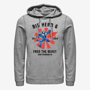 Queens Disney Big Hero 6 Movie - Fred Collegiate Unisex Hoodie Heather Grey