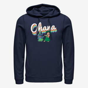 Queens Disney Classics Lilo & Stitch - Rainbow Ohana Unisex Hoodie Navy Blue