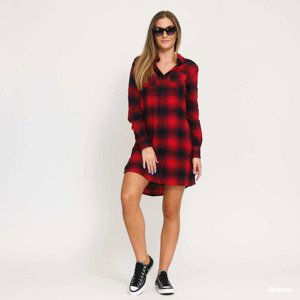 Šaty Urban Classics Ladies Check Shirt Dress Red / Black XL