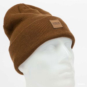 Čepice Urban Classics Synthetic Leatherpatch Long Beanie Brown Universal
