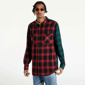 Košile Urban Classics Oversized Mix Check Shirt Red/ Green XXL