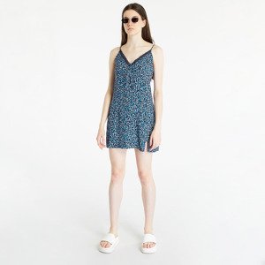 TOMMY JEANS Ditsy Floral Print Lace Trim Dress Blue