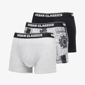 Boxerky Urban Classics Organic Boxer Shorts 3-Pack Bandana Grey/ Grey/ Black XXL