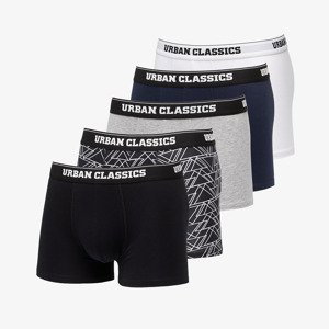 Boxerky Urban Classics Organic Boxer Shorts 5-Pack Tron Aop/ White/ Grey/ Navy/ Black L