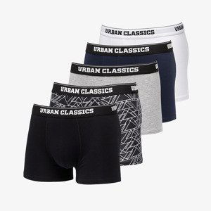 Boxerky Urban Classics Organic Boxer Shorts 5-Pack Tron Aop/ White/ Grey/ Navy/ Black XL