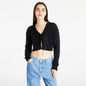 Svetr Urban Classics Ladies Tied Cropped Feather Cardigan Black L