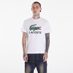LACOSTE Cotton Jersey Signature Print T-Shirt White