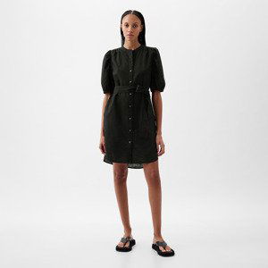 GAP Shortsleeve Puff Sleeve Linen Shirtdress Black