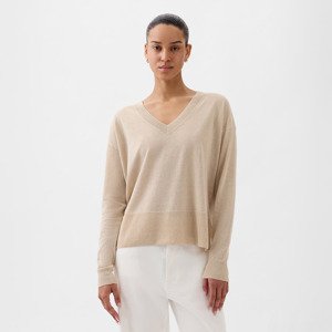 GAP Longsleeve Linen Split Hem Pullover Sweater Bedrock 291