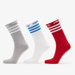 Ponožky adidas Adicolor Crew Socks 3-Pack Mgh Solid Grey / White / Better Scarlet M