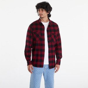 Košile Urban Classics Checked Flanell Shirt Black/ Burgundy XXXL