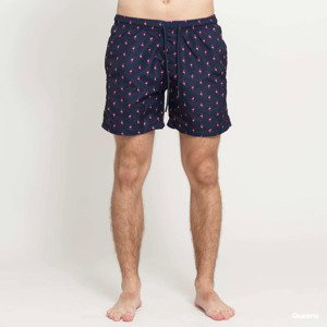 Plavky Urban Classics Pattern Swim Shorts Navy/ Pink XL