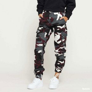 Kalhoty Urban Classics Ladies High Waist Camo Cargo Pants Camo Burgundy W29