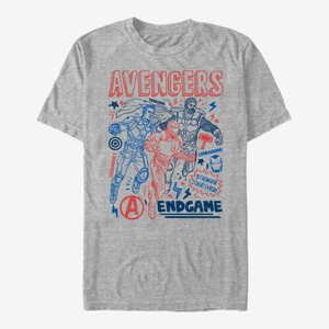 Queens Marvel Avengers: Endgame - Earths Mightiest Doodles Unisex T-Shirt Heather Grey