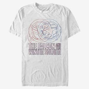 Queens Marvel The Falcon and the Winter Soldier - RED BLUE WIREFRAME Unisex T-Shirt White
