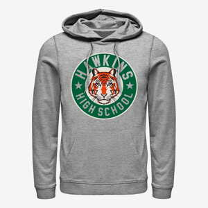 Queens Netflix Stranger Things - Hawkins High Tiger Emblem Unisex Hoodie Heather Grey