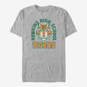 Queens Netflix Stranger Things - Hawkins High School Tigers Arch Unisex T-Shirt Heather Grey