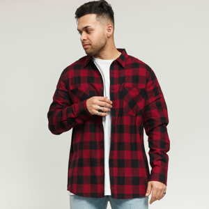 Pánská košile Urban Classics Checked Flanell Shirt Black/ Burgundy