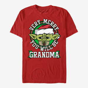 Queens Star Wars: Classic - Merry Yoda Grandma Unisex T-Shirt Red