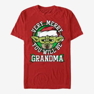 Queens Star Wars: Classic - Merry Yoda Grandma Unisex T-Shirt Red