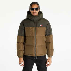 Pánská zimní bunda TOMMY JEANS Alaska Colorbloc Puffer Jacket Drab Olive Green