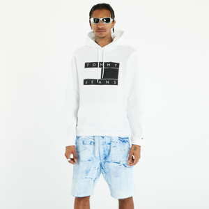 Mikina TOMMY JEANS Reg Flag Spray Hoodie White