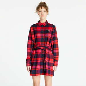 Šaty TOMMY JEANS Check Mid Thigh Shirt Dress Red