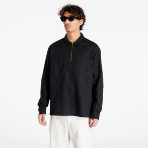 Košile Urban Classics Cotton Linen Half Zip Shirt Black L