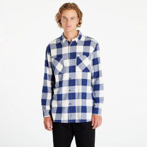 Urban Classics Long Oversized Checked Shirt Dark Blue/ Cream