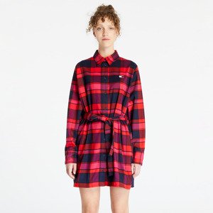 TOMMY JEANS Check Mid Thigh Shirt Dress Red