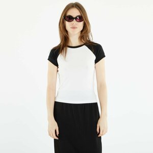 Urban Classics Ladies Organic Stretch Short Retro Baseball Tee White/ Black