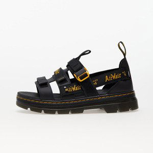 Dr. Martens Pearson II Multi Strap Sandal Black Lustre Coated Leather & Black/ Dms Yellow Airwair Webbing