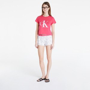 Calvin Klein Ck1 Sleep Short Set Pink Spdr Top/ Bag Marker Logo/ White