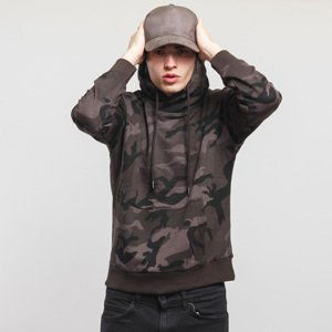 Mikina Urban Classics High Neck Camo Hoody Dark Camo Grey