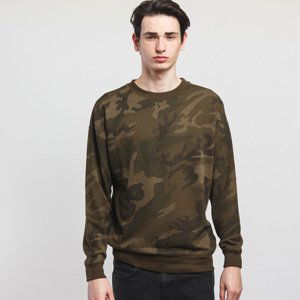 Mikina Urban Classics Camo Crewneck Camo Green