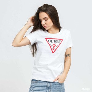 GUESS W Triangle Logo Tee White