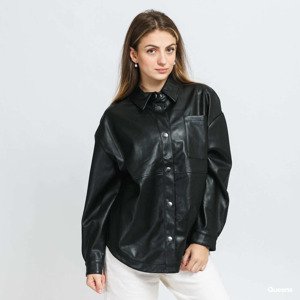 Urban Classics Ladies Faux Leather Overshirt Black