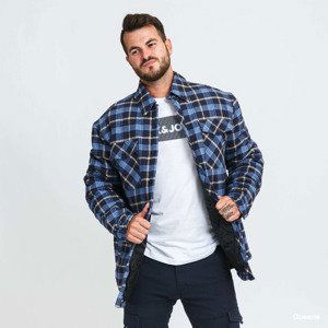 Urban Classics Plaid Quilted Shirt Jacket Blue