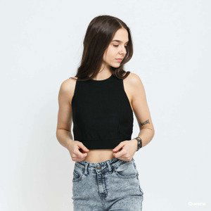 Urban Classics Ladies Cropped Shiny Rib Top Black