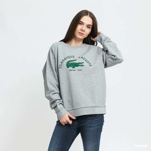 LACOSTE Women’s Vintage Print Lightweight Cotton Fleece Sweatshirt Grey