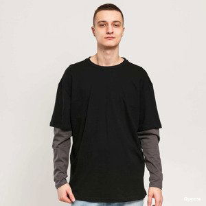 Urban Classics Oversized Shaped Double Layer LS Tee Black/ Dark Grey