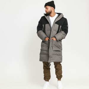 Pánská zimní bunda Urban Classics Puffer Parka tmavě šedá / černá