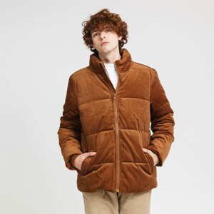 Pánská zimní bunda Urban Classics Boxy Corduroy Puffer Jacket hnědá