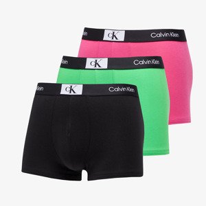 Boxerky Calvin Klein 96 Cotton Trunk 3-Pack Island Green/ Black/ Fuschia Rose L