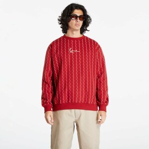 Karl Kani Small Signature Ziczac Pinstripe Crew Dark Red/ Off White