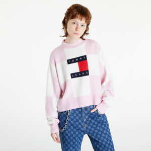 Dámský svetr TOMMY JEANS Relaxed Checker Fla Pink