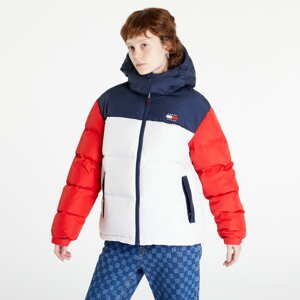 Dámská zimní bunda TOMMY JEANS Cblk Alaska Puffer Modrá/ Červená/ Bílá