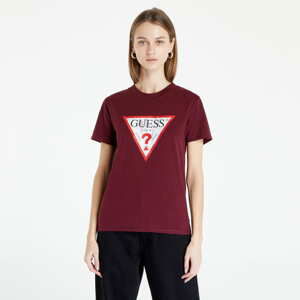 Dámské tričko GUESS Eco Triangl Logo T-Shirt Vínové